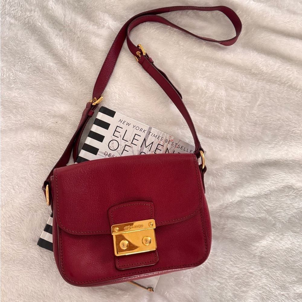 Authentic Miu Miu Red Madras Leather Crossbody Bag - Picture 1 of 12